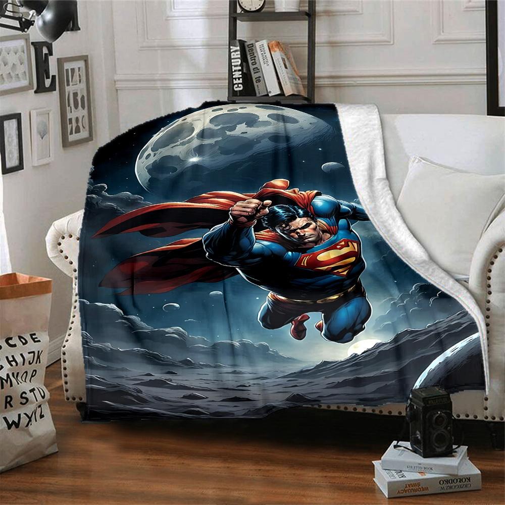 1pc Superman Moon Flannel Blanket Soft Warm Throw for Home, Office, Travel, All-Season Cozy Bedding GiftL1185