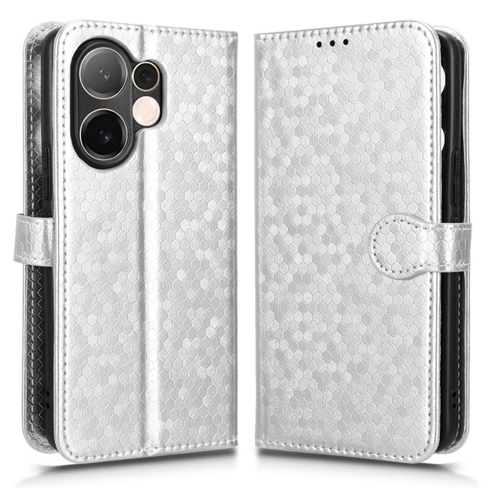 For Vivo V60 5G Wallet Case Dot Pattern Imprint PU Leather Phone Cover with Wrist Strap