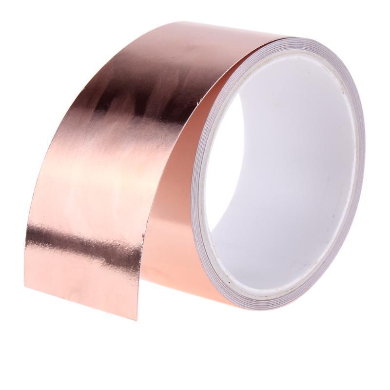 50mm X 5.5m Double Conductive Adhesive EMI Shielding Copper Foil Tape for Slug Repellent EMI Shielding Stained Glass Copper Tape