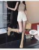 Женские эластичные шорты А-силуэта с высокой талией и широкими штанинами 2023 года – Осень/Зима, корейский стиль, облегающий крой