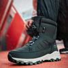 Men's Button Up Snow Boots with Plush and Thick High Top Boots Waterproof and Anti Slip Travel Cotton Shoes