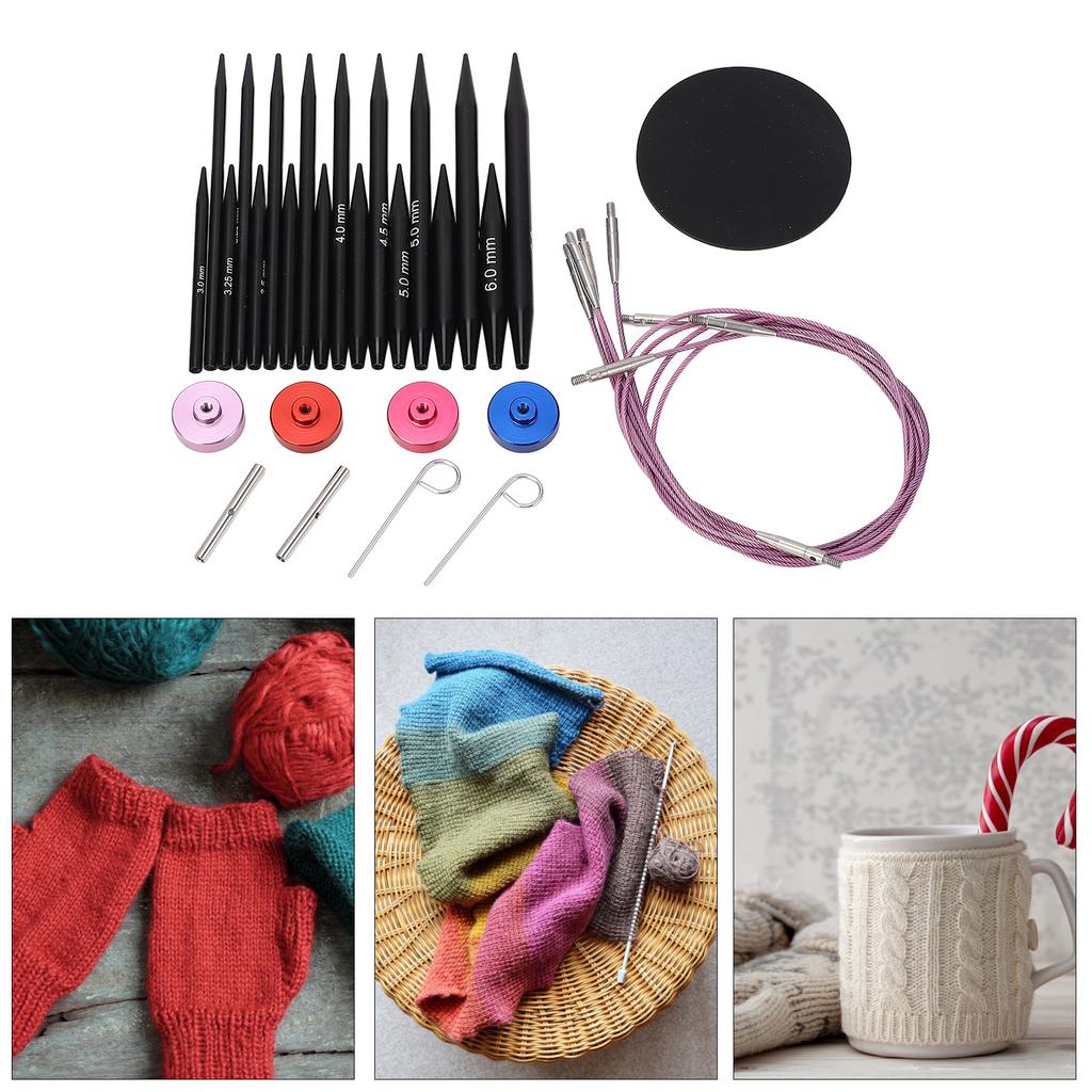 Circular Knitting Needle Set Interchangeable Needles Set with Storage Bag for Crafting Weaving Proje