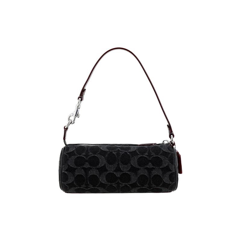 Coach Nolita 20 модная ретро старинный цветочный принт по всей поверхности культовая джинсовая и гладкая кожаная наплечная сумка-кроссбоди маленькая женская черная
