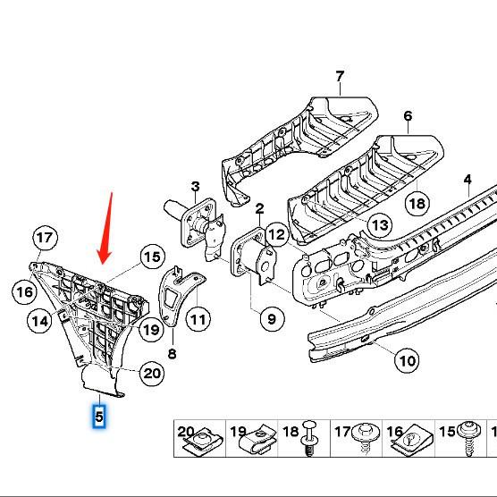 Rear Bumper Mounting Bracket for BMW 5 Series E60 51127033715/16