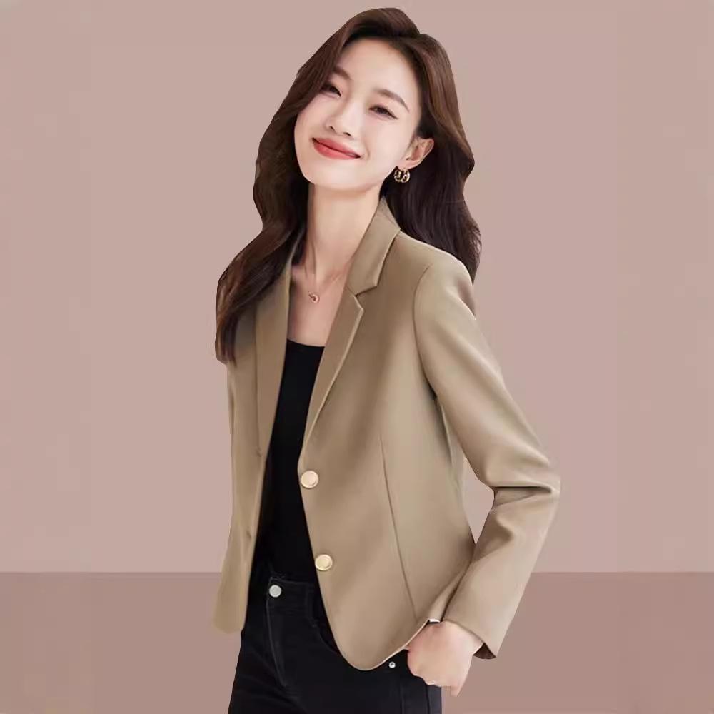 2024 Women's Petite Casual Blazer - Autumn French Style, Slim Fit, Long Sleeve