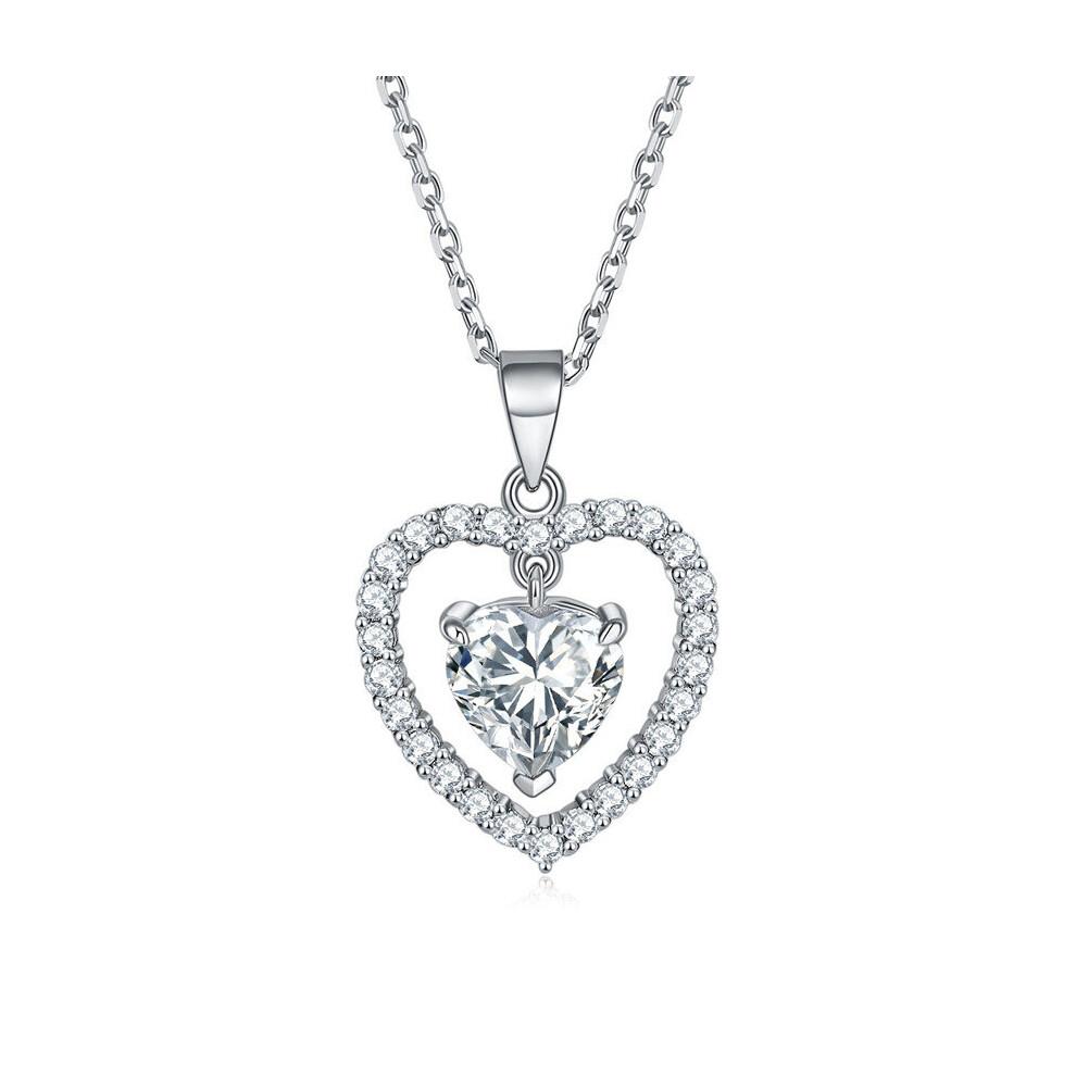 S925 Sterling Silver Ladies Heart Pendant Necklace European and American Ladies Holiday