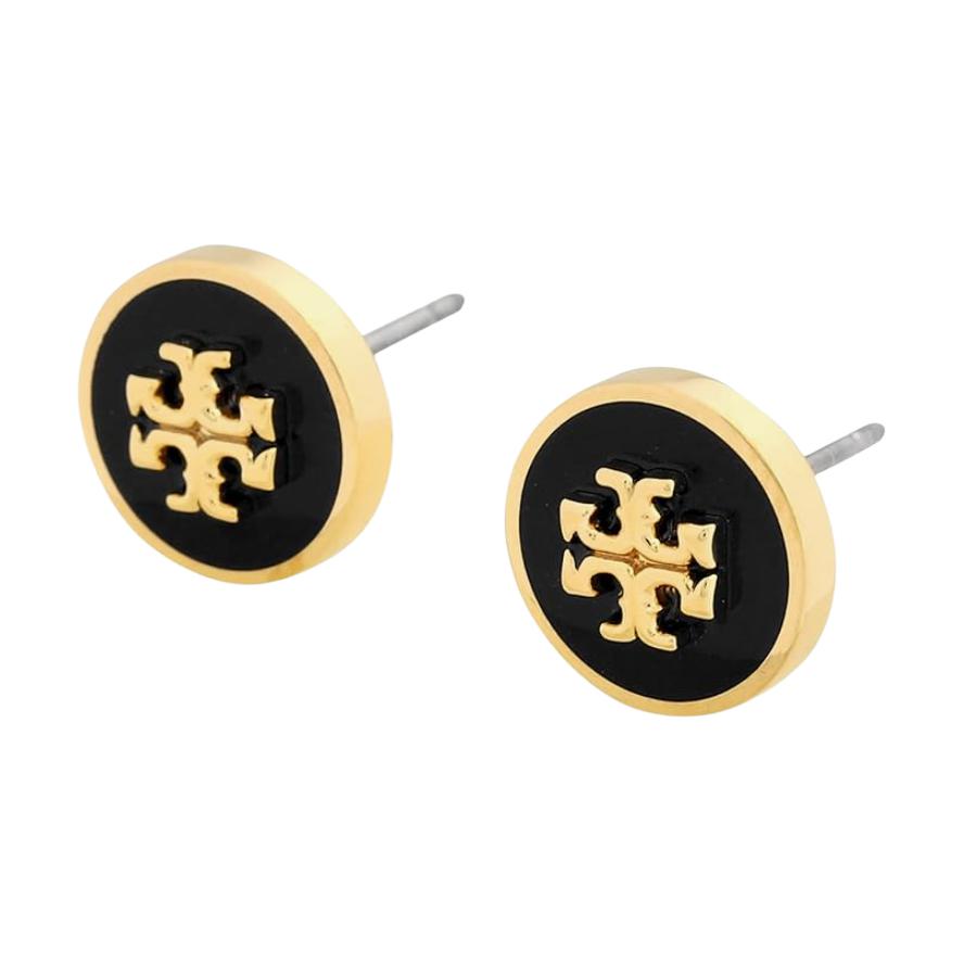 Tory Burch Logo Decorated Brass Earrings Unisex earrings Black 90547-720
