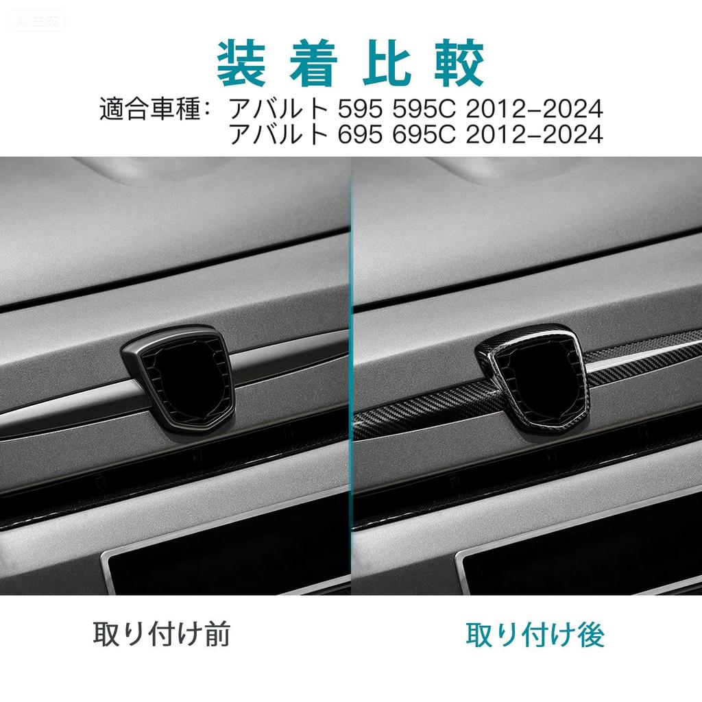 AIRSPEED Carbon Fiber Exterior Custom Parts for Abarth and 695 Front Logo Frame Cover Tape Included Carbon 595, 595C, (2012-2024) - Sticker, Stylish,