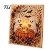Reusable Seasonal Wall Decoration Halloween Faux Pearl Art Kit, Crow Pumpkin Painting DIY 7.87 x Stress Relief Project for Home Inch Cute