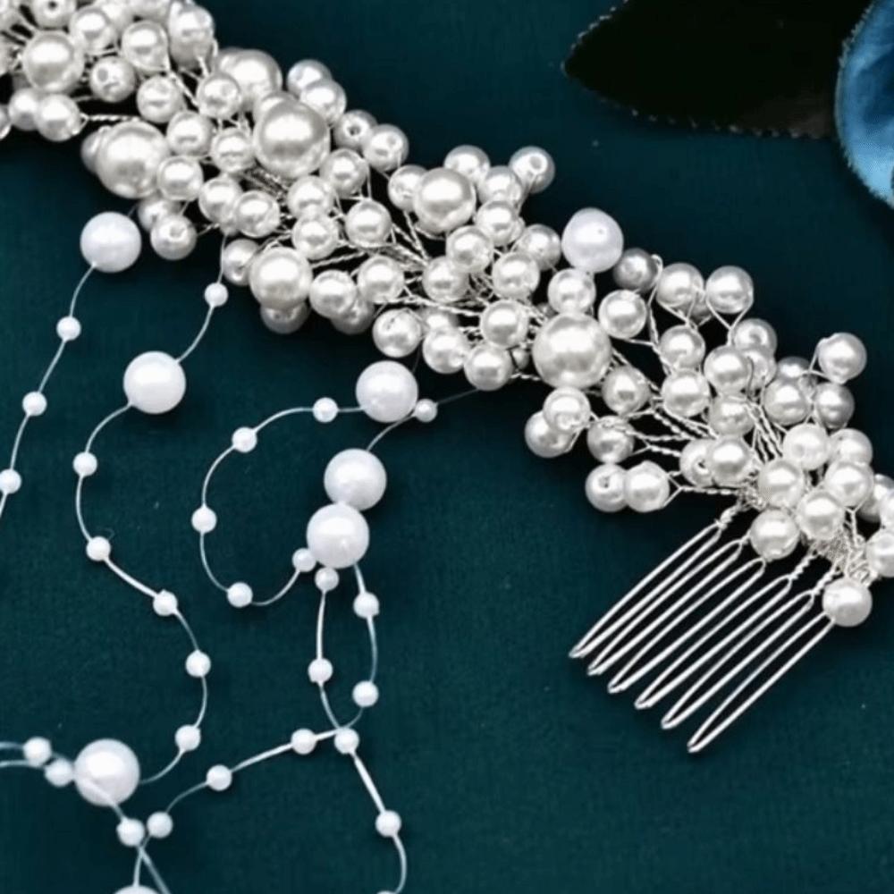Elegant Pearl Tassels Hair Accessories Romantic Wedding Hair Piece Banquet Event
