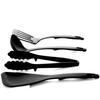 Nagao Kitchen Utensil Set and Made In Japan Tsubame-Sanjo (4 Pieces) Spatula, Ladle, Tongs, Spatula, Black,