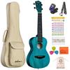ADM Concert Ukulele Set Includes Gig Fretboard and Storage Bag Kit, Beginner's - Bag, Tuner, Strap, Stickers, Picks, (Matte Blue, 23-inch)