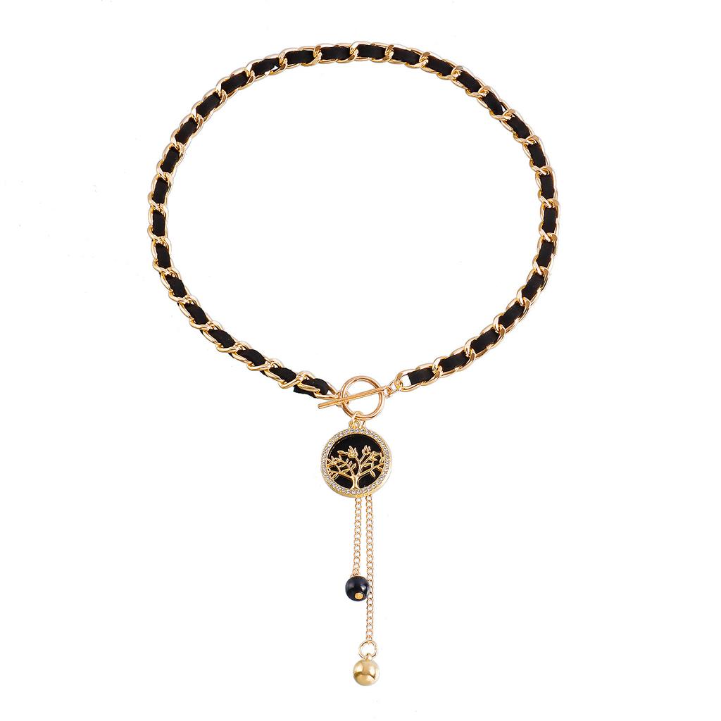 Wrapped flannel black love fritillary necklace, cold wind collarbone chain fringed necklace