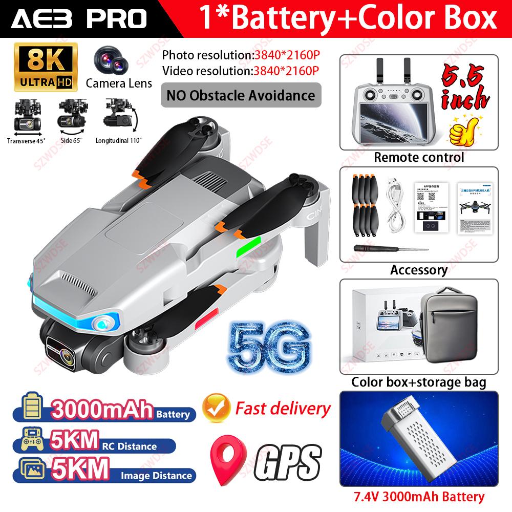 Новый дрон AE3 Pro Max с управлением экраном, 3-осевым подвесом, лазерным обходом препятствий, квадрокоптер, GPS, самолет с дистанционным управлением, подарок для мальчика