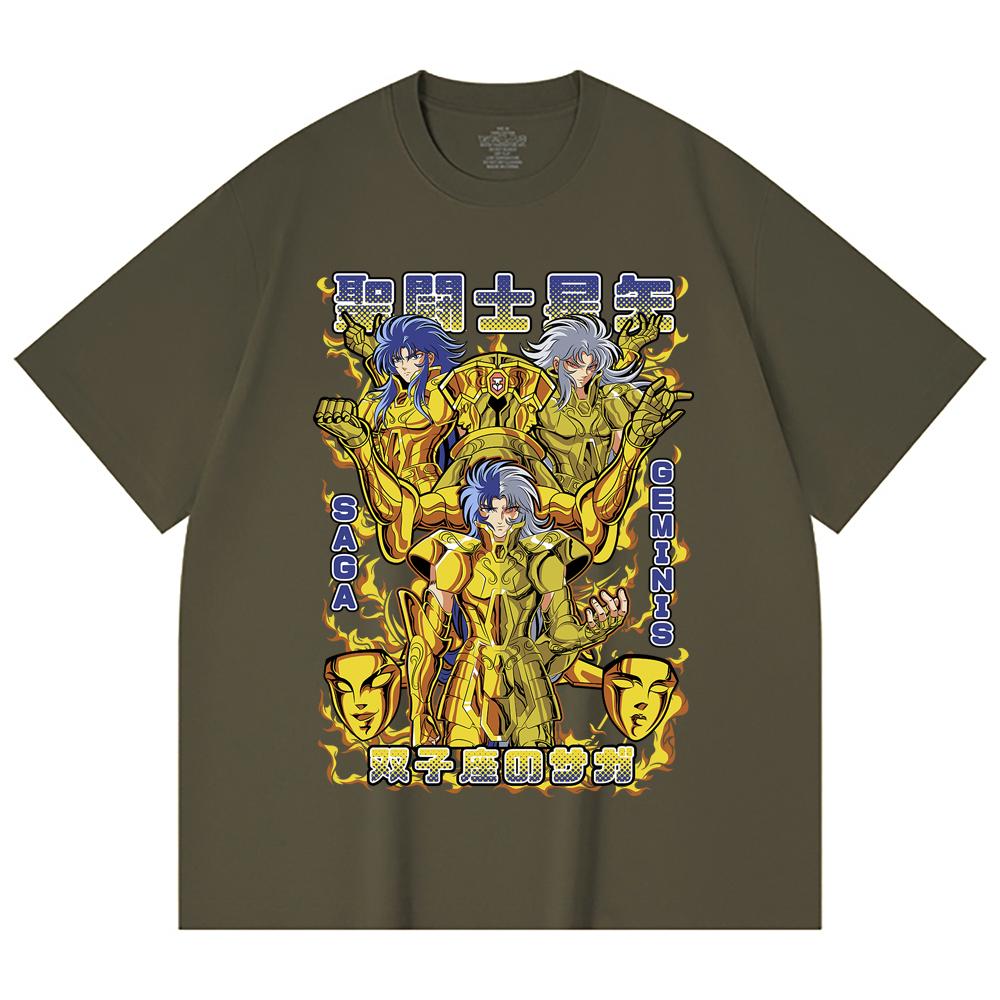 230 Gsm 100% Cotton Saint Seiya V21 Gemini Print Unisex Heavy Cotton T Shirt
