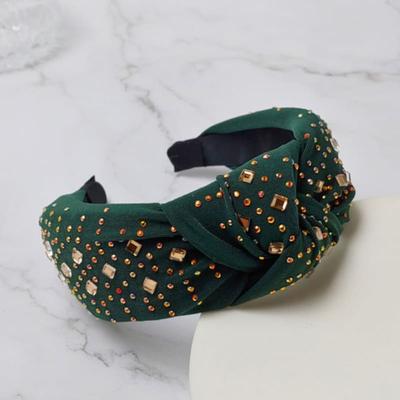 LALA Повязка для волос с узлом и драгоценными камнями - Зеленый