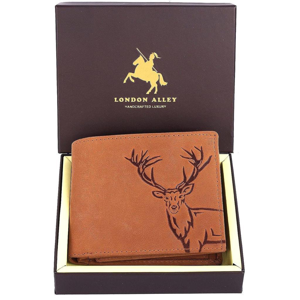 LONDON ALLEY Винтажный коричневый мужской кожаный кошелек Elk.