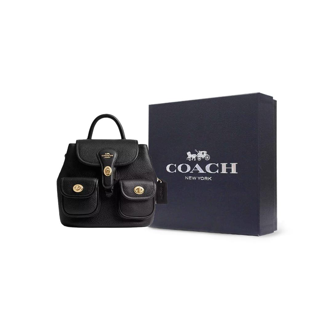 COACH Hadley Smooth Leather Backpack Medium Women's Black CBH09-IMBLK