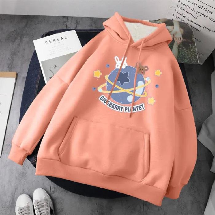 Новый дизайн, толстовка большого размера с принтом, толстовка с капюшоном, новый корейский Harajuku, повседневный корейский пуловер в стиле ретро, ​​свободный женский топ в студенческом стиле