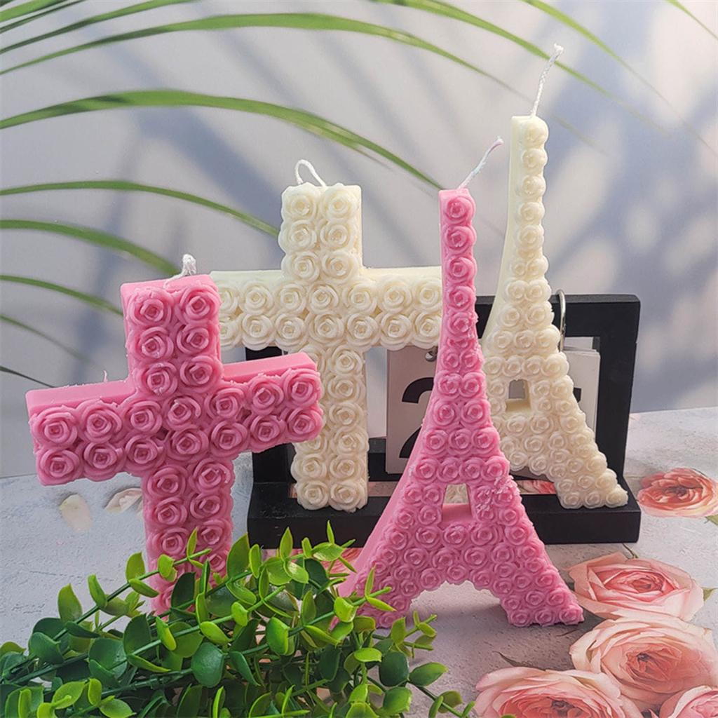 Rose Flower Cross Candle Molds for Making Candle Gypsum Ornaments Room Decorations Christmas Valentines Gift