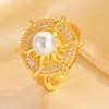 Light Luxury Exquisite Japanese Fresh Pearl Ring Feminine Geometric Ring Versatile Temperament Retro Court Ring