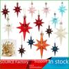Octagonal Star Christmas Tree Ornaments, Colored Electroplated Plastic Decor.