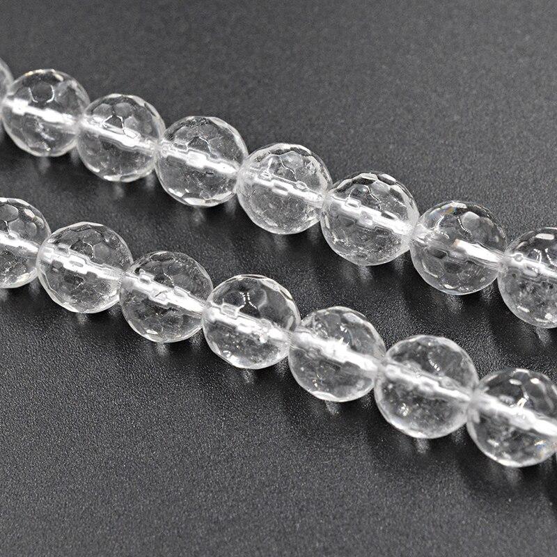 Граненые прозрачные кварцевые круглые свободные бусины-разделители из драгоценных камней для изготовления ювелирных изделий из натурального камня 15,5 дюймов/нить, размер выбора 4/6/8/10/12 мм