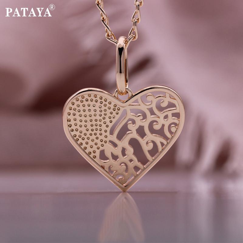 PATAYA Ожерелье в стиле полого сердца цвета розового золота «Романтика девочки-подростка»