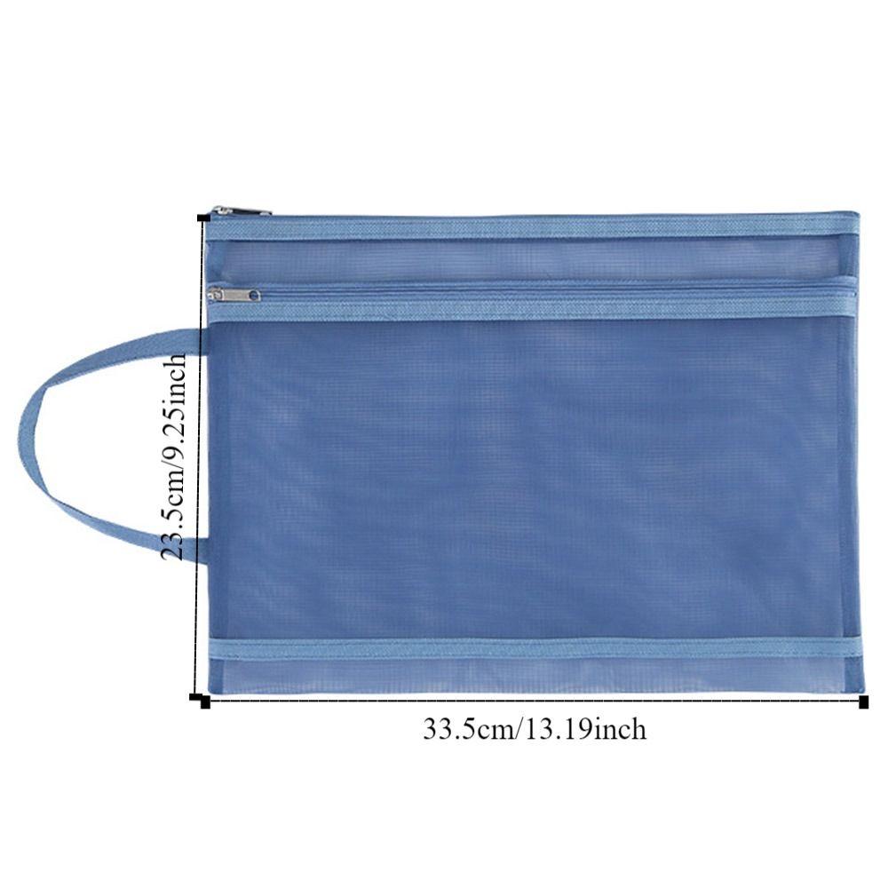A4 Mesh Zipper Pouch Simple Stationery Organizer Pouch ID Card Storage Handbag  Student Gift