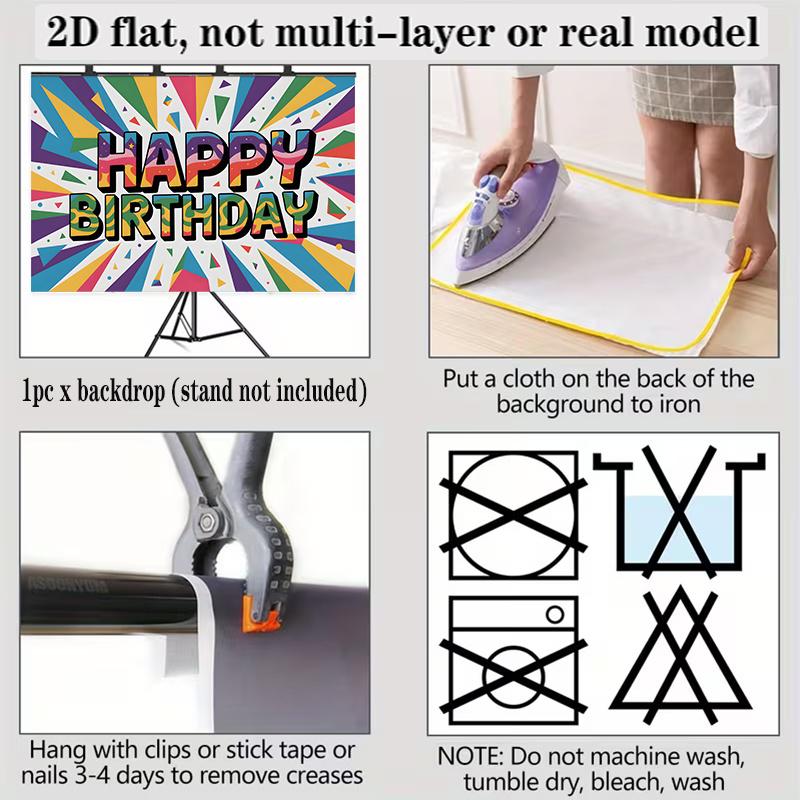 Numbered Birthday Banner, Multicolor Photo Backdrop Wall Decor for Party