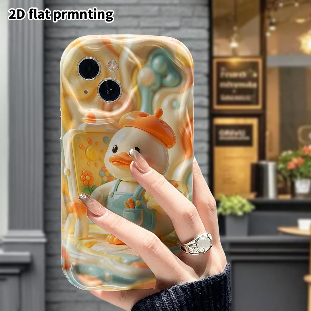 Phone case: 2D flat design, suitable for iPhone 18 17 16 15 14 13 Pro protective case, featuring a little duck drawing, perfect Christmas and Hallowee