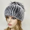 New Winter Real Rabbit Fur Beanies Hat Women 100% Genuine Real Rex Rabbit Hat Good Elastic Knitted Rex Rabbit Fur Caps