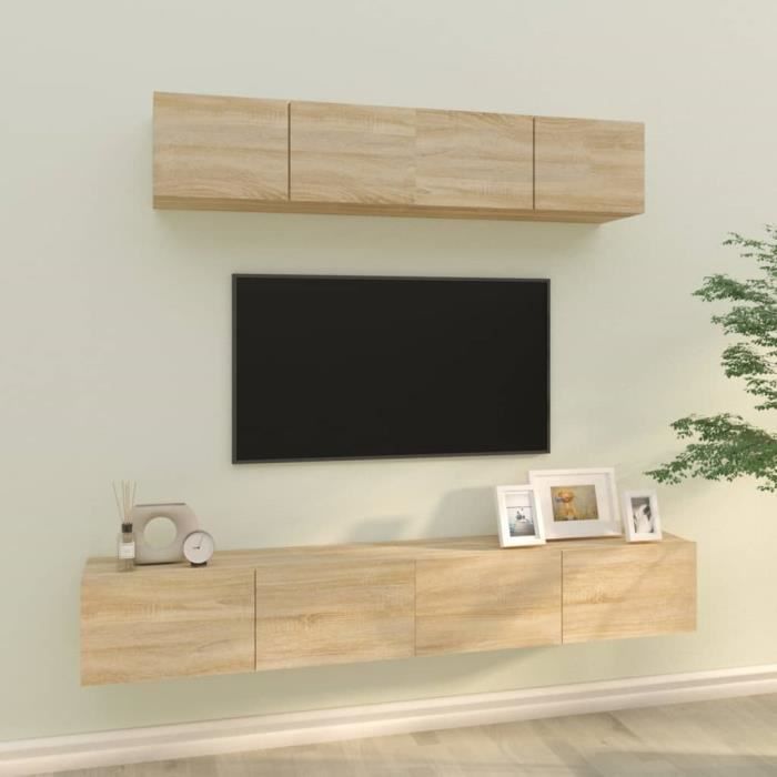VidaXL TV Unit Set 4 Pcs Sonoma Oak Engineered Wood 3114528