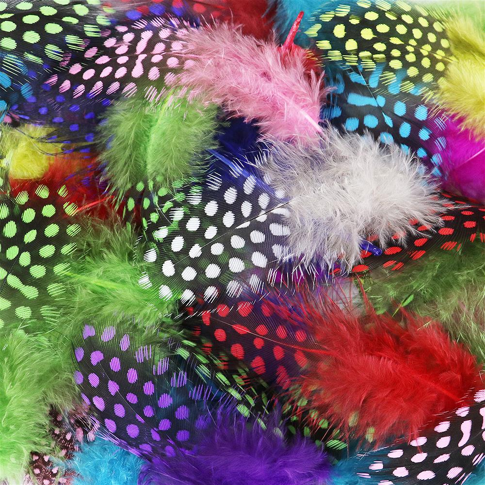 100PCS Natural Guinea Fowl Pheasant Feathers Natural Feathers Spotted 5-8cm Feathers for Crafts Dream Catcher Plume Decoration
