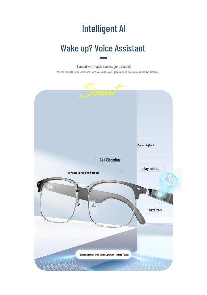 AI Bluetooth Smart Glasses 2025: Anti-shake Headset for Men & Women with Black Tech Translation Features