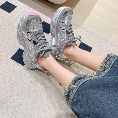 Весенние женские туфли серебристые на толстой подошве универсальные повседневные туфли женские легкие и дышащие кроссовки Zapatos Mujer