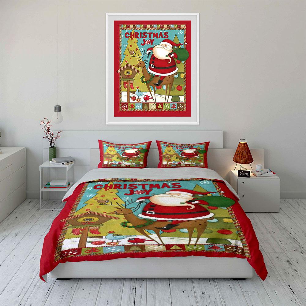 Santa, reindeer, Christmas trees. Bedding sets Duvet cover sets Duvet covers Pillowcases(1* Duvet Cover 2* Pillowcases without duvet insert)