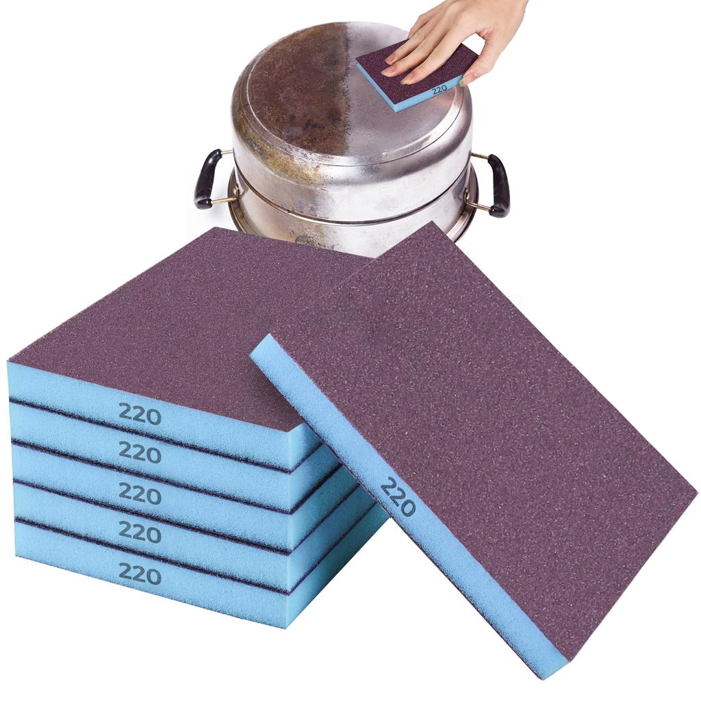 6PCS Sanding Sponge 60-400 Grit Washable and Reble Wet Dry Sanding Blocks for Metal Wood Polishing Abrasive Tool 120*100*7mm