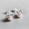 Cute Ribbon Freshwater Pearl Silver Earrings