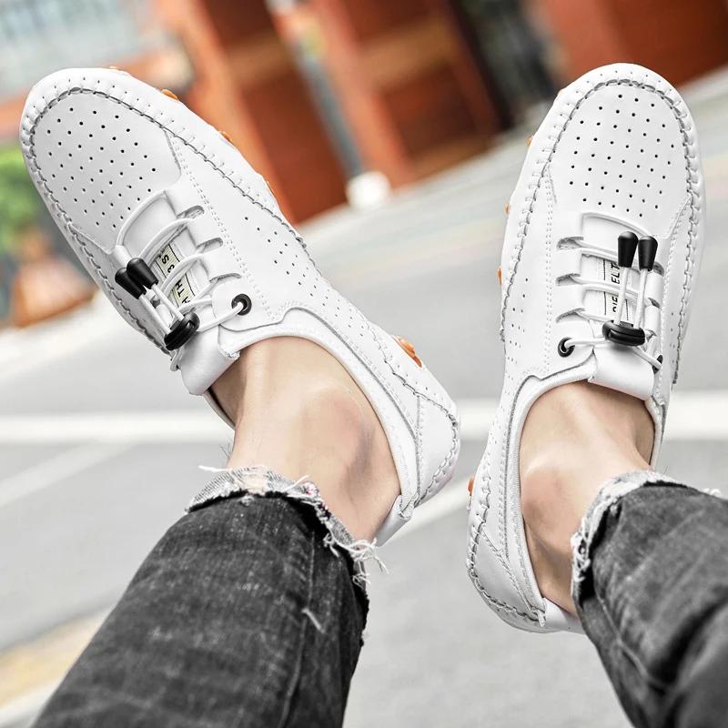 Модная мужская повседневная летняя обувь кроссовки мужские натуральная кожа новая уличная обувь мужские лоферы винтажный дизайнерский досуг большой размер 38-47