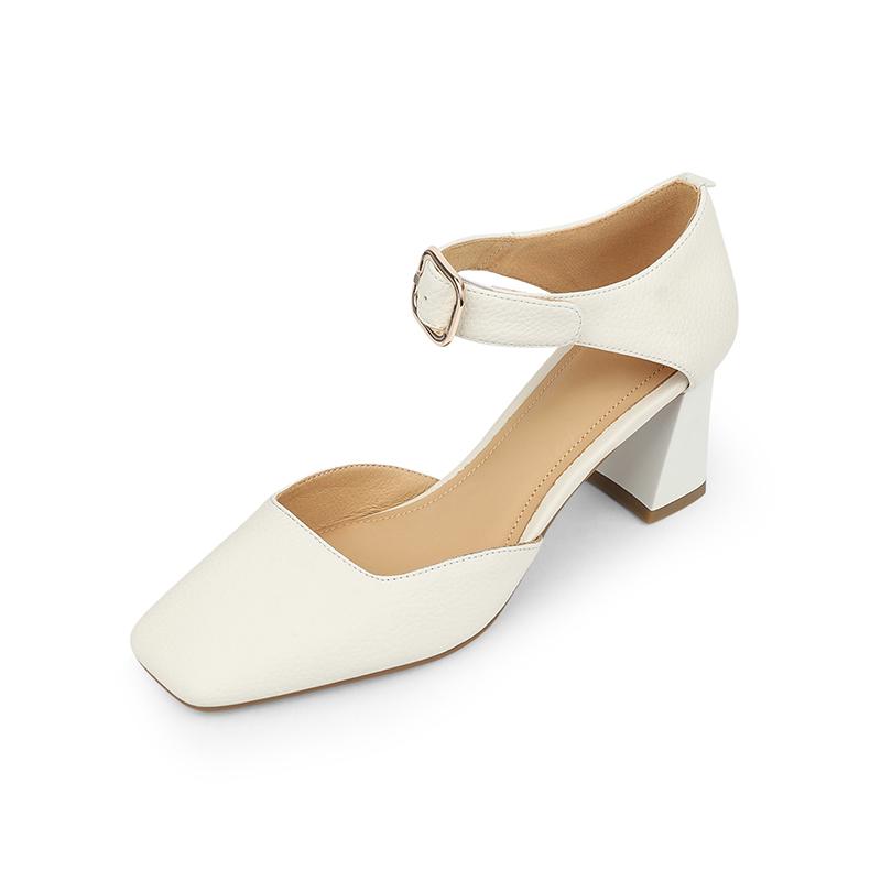 2024 Летние новые женские туфли с квадратным носком на высоком каблуке Туфли на каблуке женские из натуральной кожи женские сандалии в стиле ретро Мэри Джейн