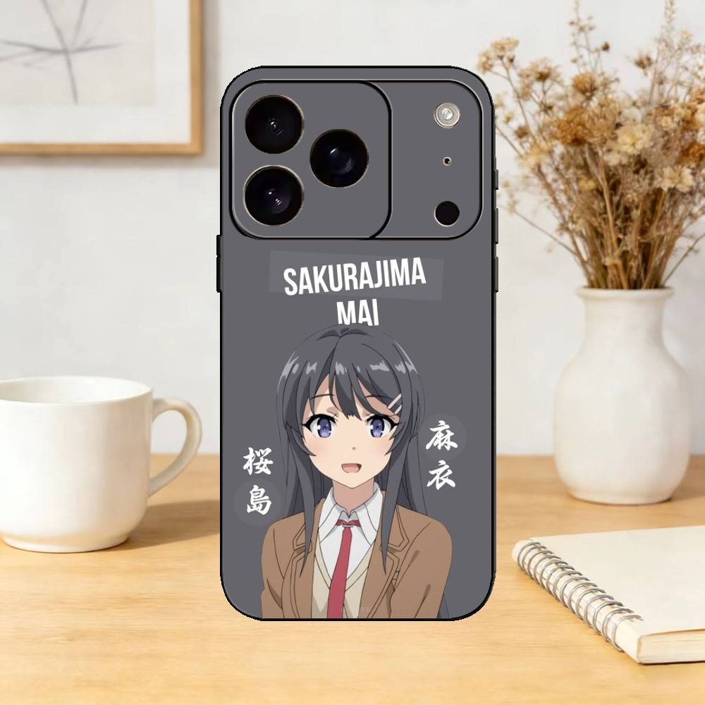 Чехол для телефона Senior S-Sakurajima Mai для iPhone 17,16,15,14,13,12,11 Plus,Pro,Max,Mini Силиконовый черный Мягкий чехол