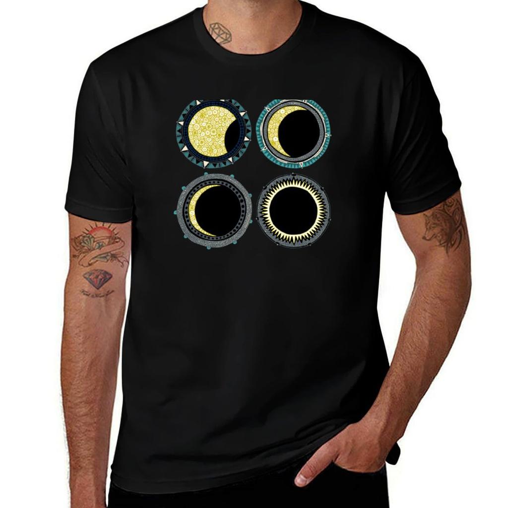 solar eclipse mandala TShirt Work Outdoor TShirt for Men