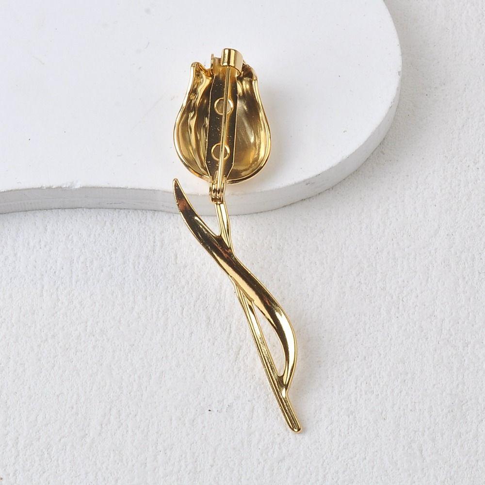 Elegant Rose Flower Brooch Gold Color Rose Brooch Daily Wear Lapel Pins Banquets