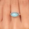 Дизайнерское кольцо ручной работы из натурального драгоценного камня Ларимар, богемное кольцо, женское кольцо, подарок на годовщину, серебряные ювелирные украшения
