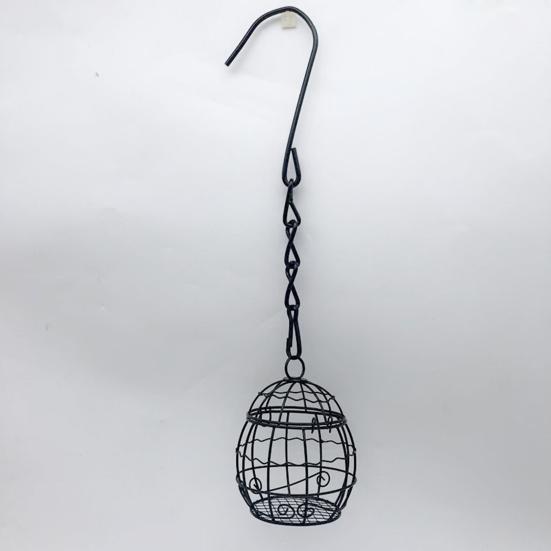Bird Hanging Feeder with Chain Large Capacity Bite Resistant Iron Wire Cage Type Feeding