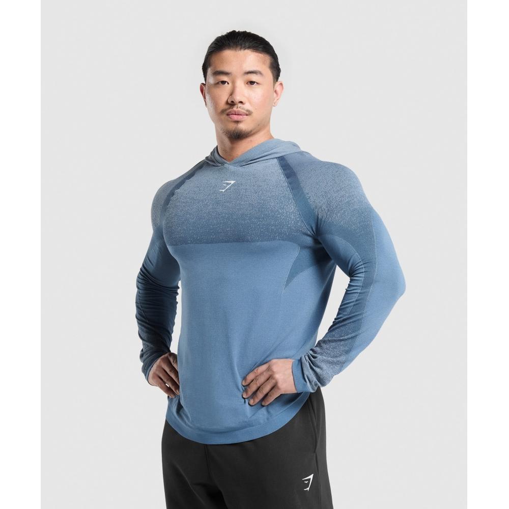 Gymshark Бесшовная толстовка с капюшоном Shadow Faded Blue A1b1w Ucmg
