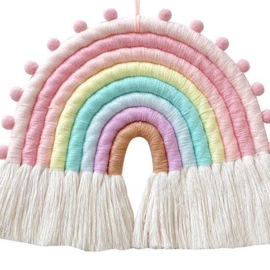Rainbow Pendant Eye-catching Boho Styles Rainbow Hanging Ornament Cotton Rope Wall Pendant for Home Decoration