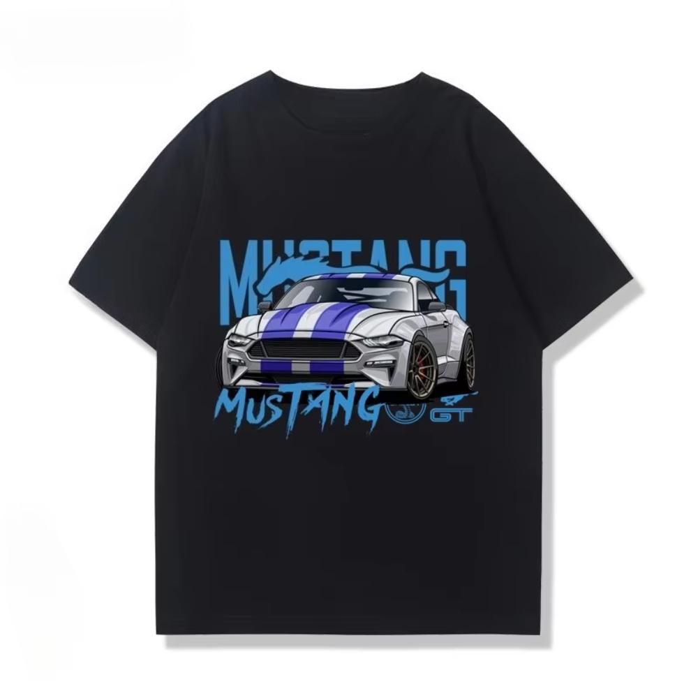 2025 Summer Ford Mustang Shelby Mustang Modification Culture American Muscle Car Loose Summer Short-sleeved T-shirt Men's Wear