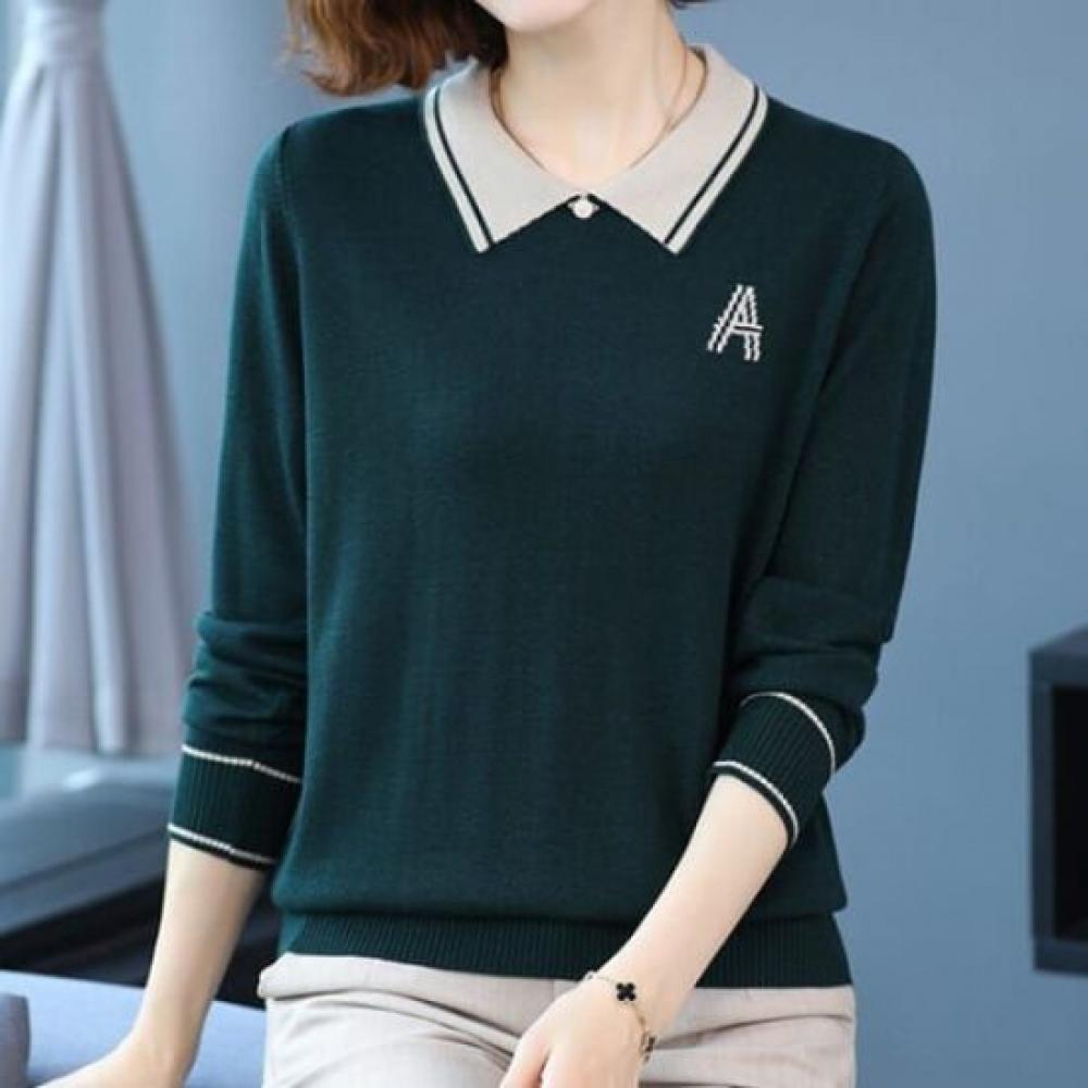 Navava Color Block Long Sleeve Knit Tee Nk3577
